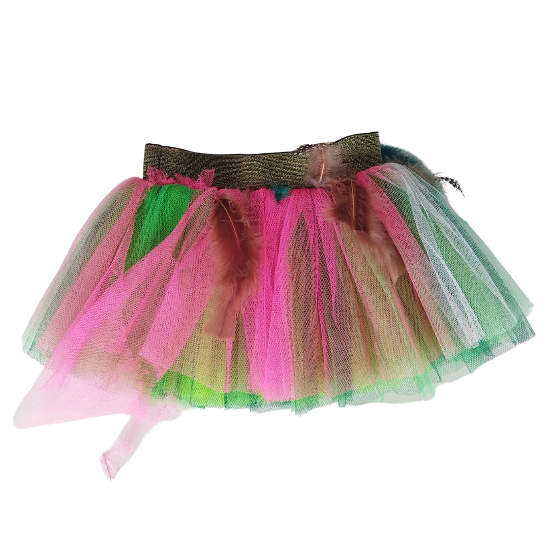 Pink Green Feather Skirt