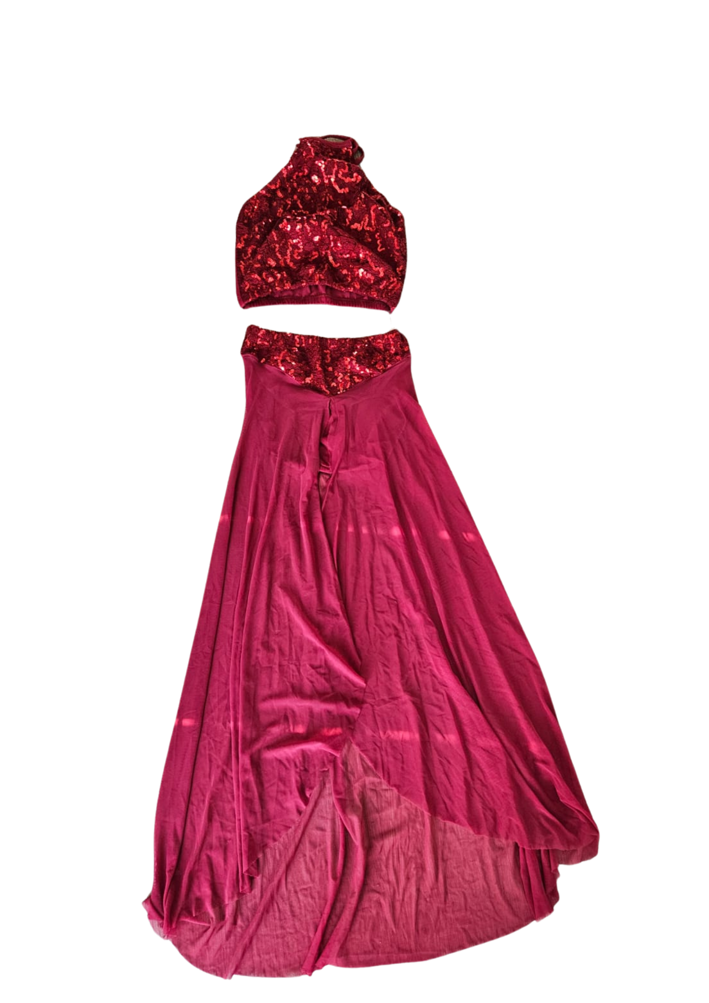 Sparkly Wine Red Two-Piece