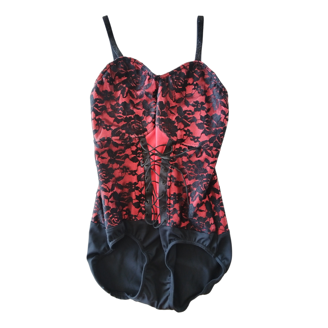 Black and Red Corset Leotard