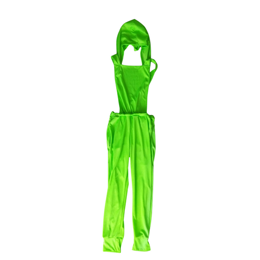 Green hip hop jumpsuit with hood