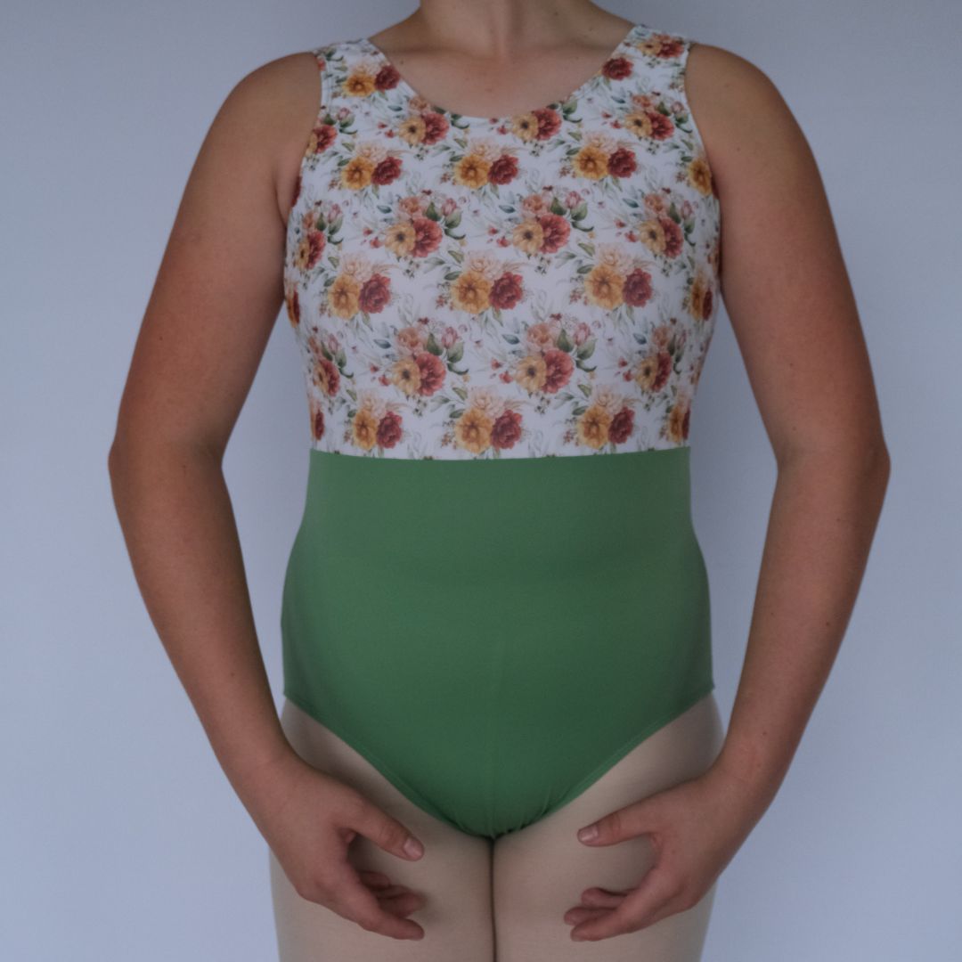 Summer Collection: Green floral leotard