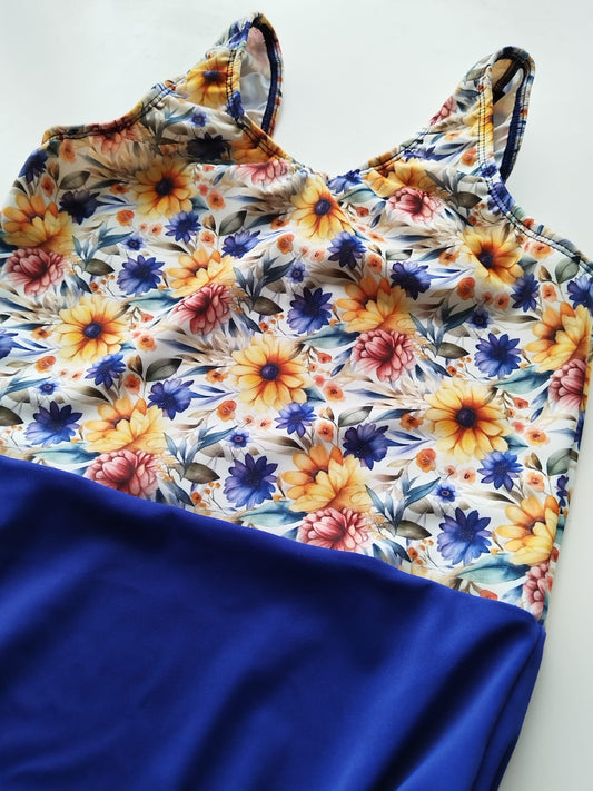 Summer Collection: Royal blue floral leotard