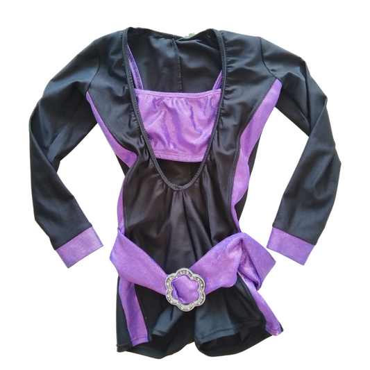 Long Sleeved Black and Purple Unitard