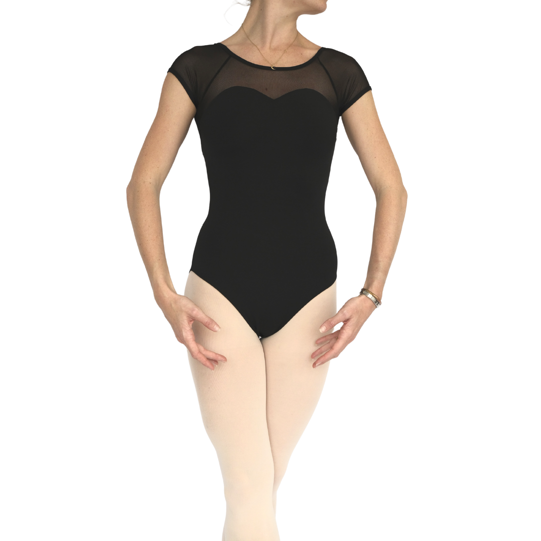 Adult Capped Sleeve Mesh Leotard