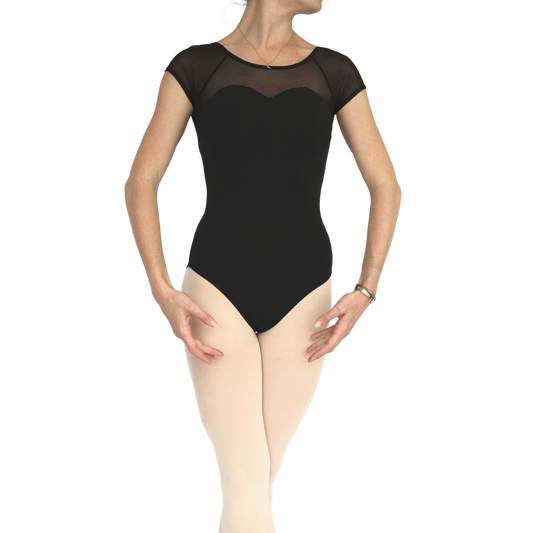 Adult Capped Sleeve Mesh Leotard